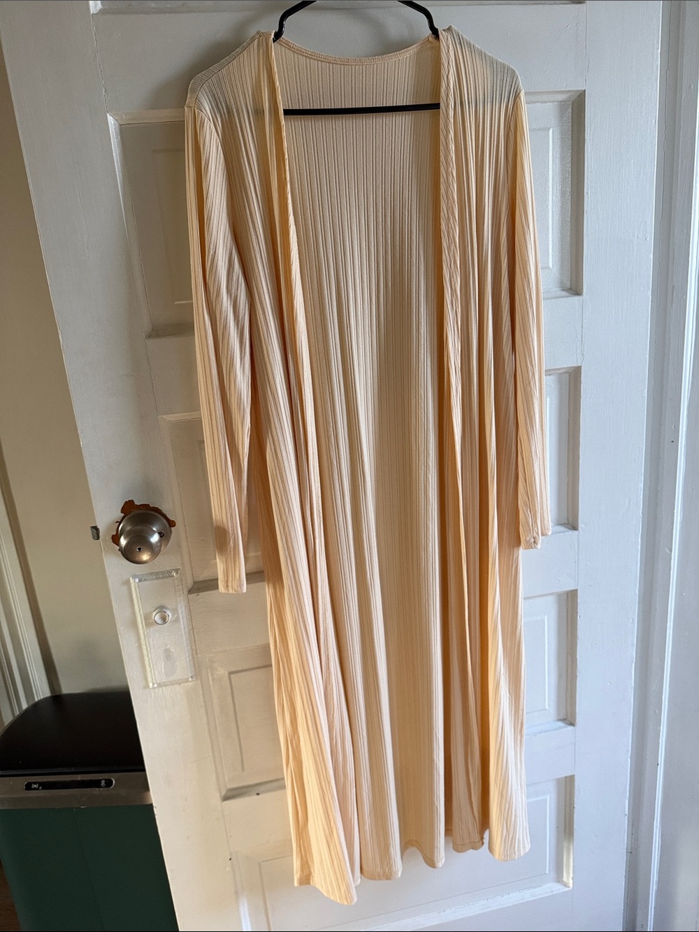 Light Cream Long Ribbed Duster Cardigan